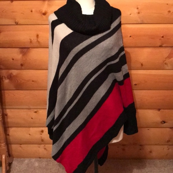 Sweaters - Striped Poncho sweater